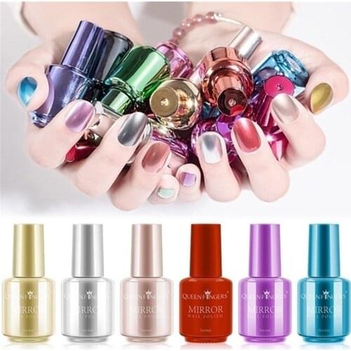 8ml Mirror Effect Metallic Nail Polish Purple Rose Gold Silver Chrome Nail Art Varnish for Nails Manicure Lacquer Manicure Tools