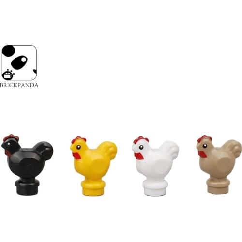 8PCS MOC Building Blocks Animal Chicken Farm Figures Parts City Cute Plant Bricks DIY Model Toys Accessories for Children