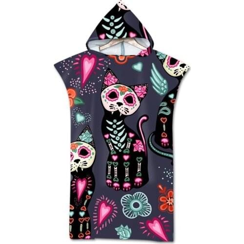 Hooded Bath Towel Beach Sun And Wind Proof Changing Bathrobe Bathroom Supplies Creative Funny Patterns Printed Bath Towel