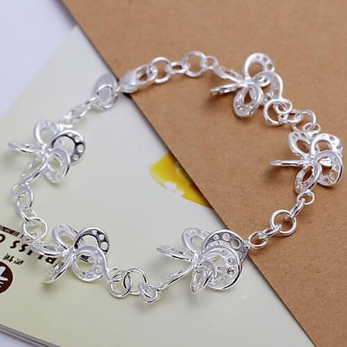 Free Shipping Wholesale silver bracelet, 925 fashion silver plated jewelry Five Flower Bracelet /OZSZHRXU VZTELKUP