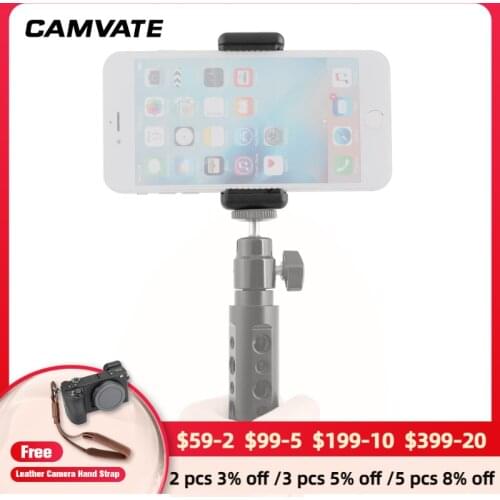 CAMVATE 2 Pieces Aluminum Alloy Smartphone Clip Holder Phone Supporter Bracket With 1/4"-20 Mounting Points Fit For Mobile Phone