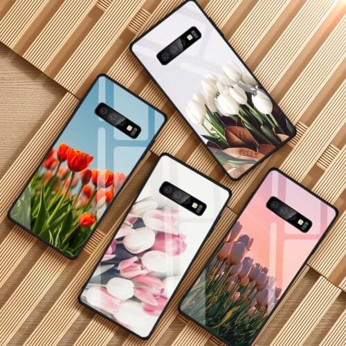 Tulip flower Tempered Glass Phone Case For Samsung Galaxy S8 S9 S10 S20 PLUS J6 J8 2018 NOTE 8 9 10 Cover Shell