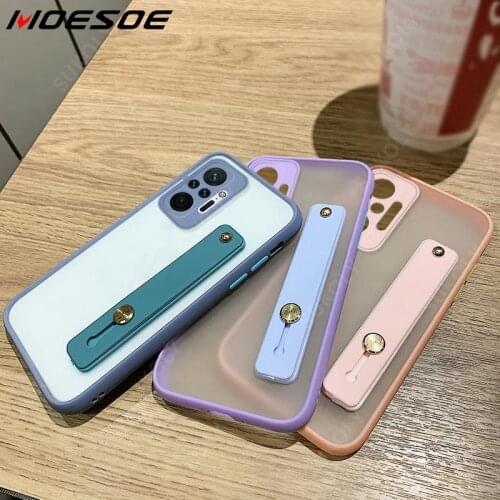 Hand Strap Case For Xiaomi Mi 11 Ultra 10T Lite Redmi Note 10 Pro 9 8 9S 9T 9A 9C Poco X3 NFC M3 F3 Wristband Matte Clear Cover