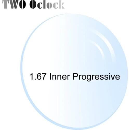 TWO Oclock 1.67 Inner Progressive Prescription Spherical HMC Resin Near Far Optical Lens Customized Myopia/Hyperopia Corrective