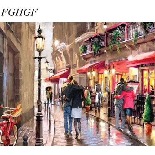 FGHGF Frameless Fairy Tale Castle DIY Painting By Numbers Modern Handpainted Pictures On Canvas Wall Art Home