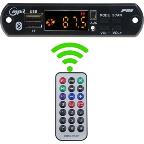 FM TF Radio 12V MP3 Decoder Board Audio Module Bluetooth For Car Remote Music Speaker DC 5V Micro USB Power Supply