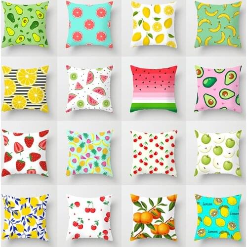Hipster Fresh Summer Fruits Print Cushion Cover Home Decor Pink Green Yellow Pillow Cover Modern Nordic Decorative Throw Pillows