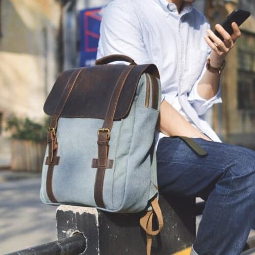 Canvas Bag Men Women Restore Ancient Ways Both Shoulders Package Super Capacity Student Computer Package