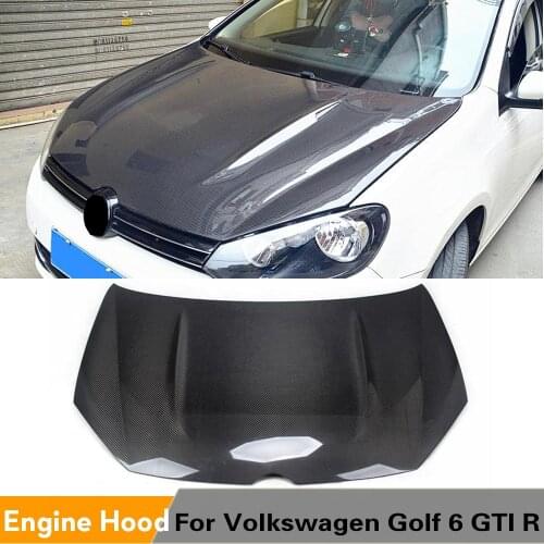 Carbon Fibe Engine Hood Cover Bonnet for Volkswagen VW Golf 6 GTI R 2010 2011 2012 2013 Car Stying Hood Bonnet