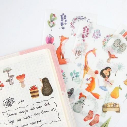 6 sheets/1pack Kawaii Stickers Cute Animals Diary Planner Decorative Mobile Stickers Stationery Scrapbooking DIY Craft Sticker