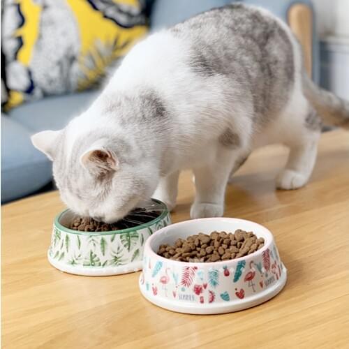 Pet Food Supplies Ceramic Bowl Cute Cat Bowl Water Basin Dog Pot Pet Drinking Eat Bowl Round Ceramic Bowl Feeders Pet Supplies