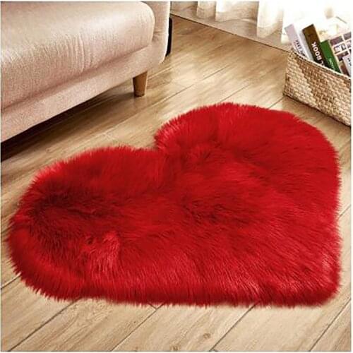 Bedroom Floor Smaller Mats Love Cute Carpets Artificial Furry Red Artificial Floor Mat Fur Plain Fluffy Carpet Soft Living Room