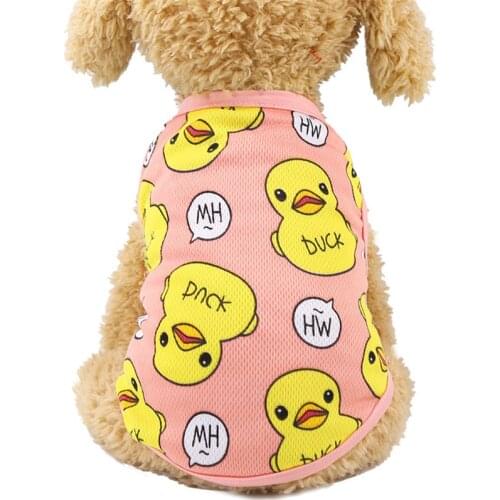 Dog Clothes for Small Dogs Cute Duck Vest Printed Summer Mesh Pets Tshirt Puppy Dog Clothes Pet Cat Vest T Shirt Costumes