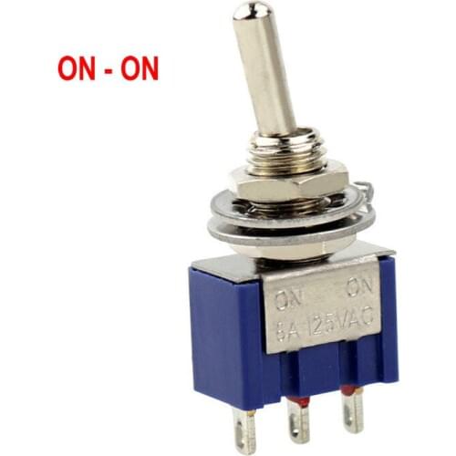 Mini Latching Toggle Switch 3 Pin ON/ON SPDT 6A 125VAC/3A 250VAC