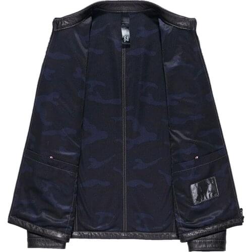 Real Genuine Leather Jacket Men 100% Goatskin Leather Coat Casual Slim Fit Chaqueta Cuero Hombre ZTS-19008 KJ3839