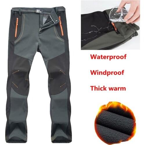2018 New Winter Men Women Hiking Pants Outdoor Softshell Trousers Waterproof Windproof Thermal for Camping Ski Climbing 1709L