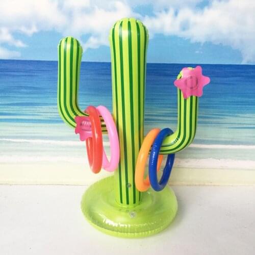 Cactus Swimming Pool Ring Toss Games Inflatable Pool Toys With 4 Ring Summer Family Outdoor Party Game