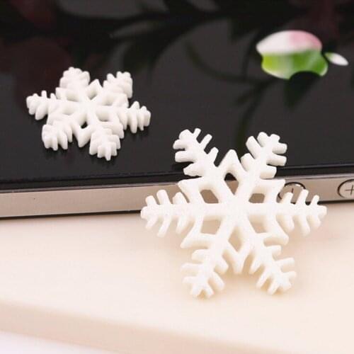 New Arriva 10Pcs/lot Christmas Glitter Snowflake Resin Flatback flat back resin cabochons flowers for Xmas Tree Decoration