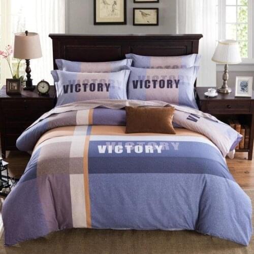 New Sanding 100% Cotton Printed Flower Bedding Set Cartoon Bed Sheet set Duvet Cover Pillowcase Queen King 4pcs blue stripe