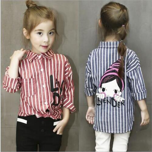Baby girls clothes kids striped blouse 6 2016 spring outwear 7 female child shirt long-sleeve shirt 10 12 children long shirt