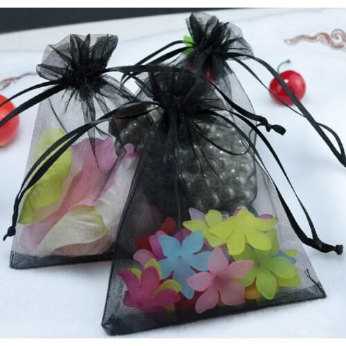 Wholesale 100pcs/lot,Drawable Black Small Organza Bags 5x7 cm, Favor Wedding Gift Packing Bags,Packaging Jewelry Pouches