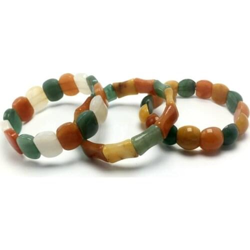 Wholesale Red Green Dong Ling three-color Natural Stone Bracelets Lucky for Women Girl Single lap Elastic Rope Hand Row Jewelry