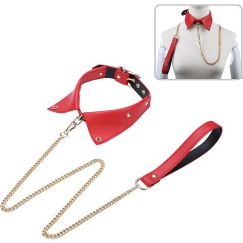 Bdsm Collar Leather Leash Adjustable Neck Choker For Women Couples Erotic Slave Bondage Posture Spreader Cosplay Fetish Costumes