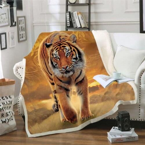 Tiger 3D Printing Plush Fleece Blanket Adult Fashion Quilts Home Office Washable Duvet Casual Kids Girls Sherpa Blanket
