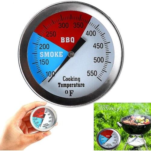 Barbecue Tool Thermometer Stainless Steel Garden Party BBQ Gadget Temp Gauge For Kitchen Oven Cooking Meat Accessories Silver
