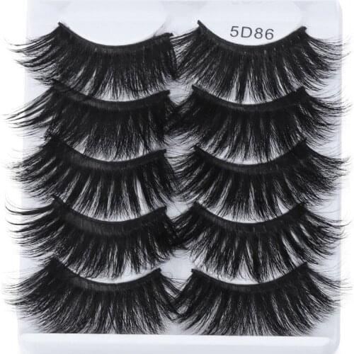 5Pairs False Eyelash 5D Mink Lash Soft Lashes Handmade Dramatic Reusable Natural Eyelashes Extension Wholesale Fake Lash Makeup