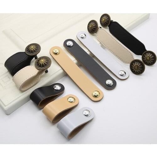 Simplicity Nordic Furniture Drawer Knob Brass Wardrobe Cupboard Cabinet Handle Door Pulls Eco-Friendly Artificial Leather