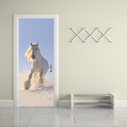 Self-adhesive 3D Pentium of the Horse Wall Sticker Wooden Door Refurbished PVC Sticker Decoration Home Decor 200x38.5cm 2pcs