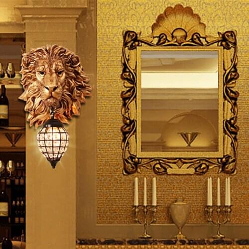 Nordic Luxury Lion Head Wall Lamp Living Room Bedroom Corridor Background Wall Light Modern Home Decor Lighting Kitchen Fixtures