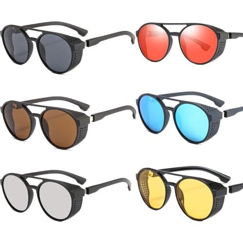 1PC New Mens Womens Retro Gothic Steampunk Driving Sunglasses Punk TR Frame Sunglasses Fashion Sunglasses Grey Lens Wholesale