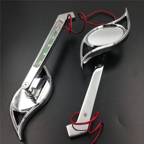Motorcycle LED Turn Signal Integrate Side Rearview Mirrors Hurricane Style Chrome For Honda For Kawasaki For Suzuki For Yamaha