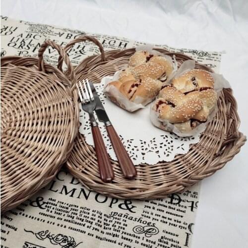 Willow plate breakfast bread cake basket binaural rattan tray dried fruit plate snack candy food basket
