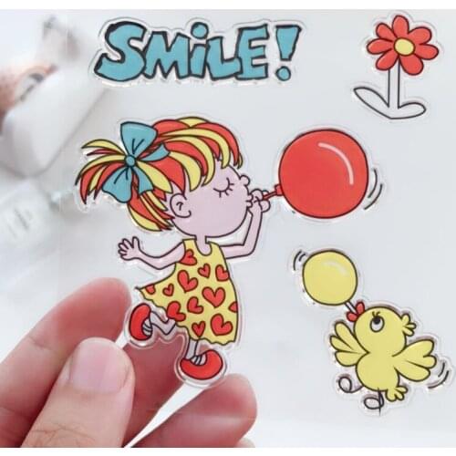 Blowing Balloons Girl Clear Stamps Scrapbooking Rubber Stamp Handmade DIY Decoration Craft Supplies Stamps for Card Making New