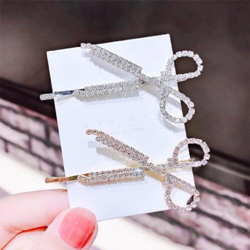 Shining Crystal Scissors Hair Clips Hairpins for Girls 2020 Sweet Hair Accessories for Women Bridal Headwear Spinki Do Wlosow