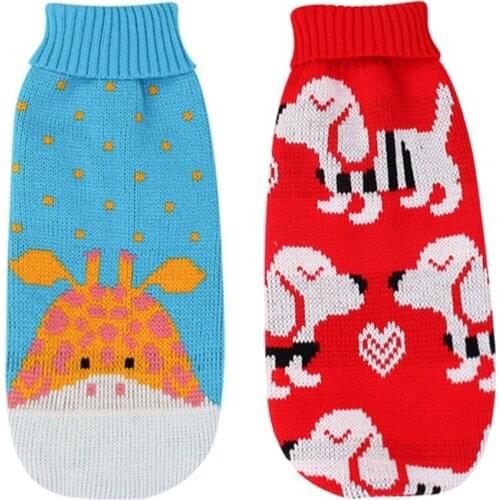 Winter Warm Printing Dog Clothes Christmas Sweater Pet Clothing Coat Knitting Crochet Cloth Jersey For Small Dogs