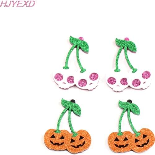 1pair/lot) Cherry For Earrings Pumpkin SKull Acrylic Halloween Jewelry Accessories