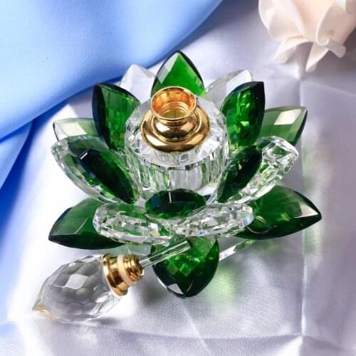 1 pcs Crystal Lotus Flower Figurines Perfume Bottle Miniatures Glass Flower Feng Shui for Home Decor Presents Ornament Gift