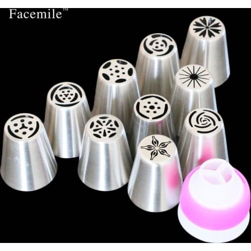 11PCS Stainless Steel Nozzles Russian Tip Pastry Tools Icing Piping Nozzles Gift Decorating Tools Fondant Confectionery 53033