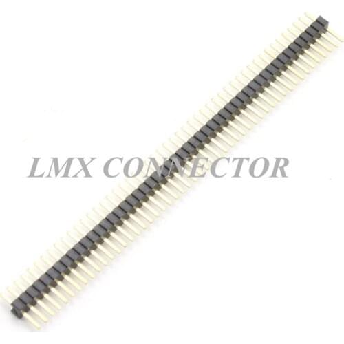 20PCS 1.0mm Male Pin Header Connector 1x50P Single Row Straight Needle Black Plstic Height 1.3mm Total Length 5mm Copper Gold