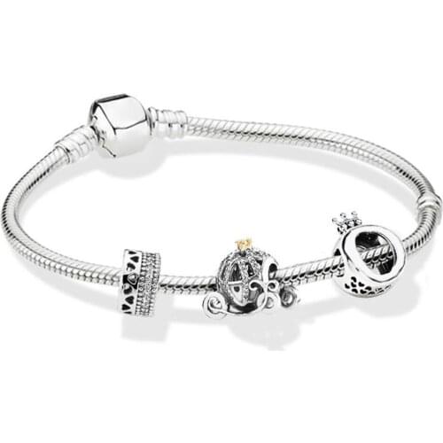 2019 NEW 100% 925 Sterling Silver 1:1 ZT0123 Romantic Love Fashion Autumn Beads BRACELET WITH CLASP Gift High Quality Set