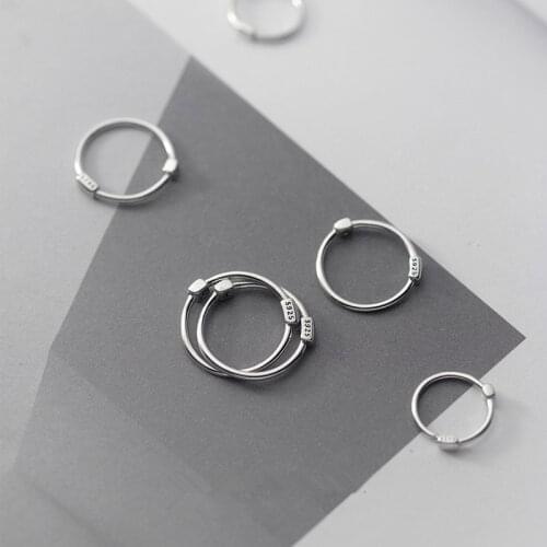 2021 S925 Sterling Silver Hoop Earrings Women Men Gothic Punk Circle Tiny Simple Minimalist Jewelry Prevent Allergy