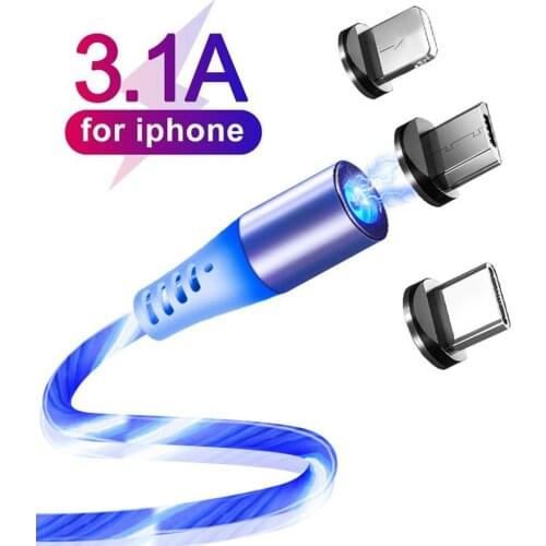 3.1A Micro USB Type-C 360-Degree Circular Magnetic Streamer Charging Data Transfer Cable Charging Cable For Android iPhone