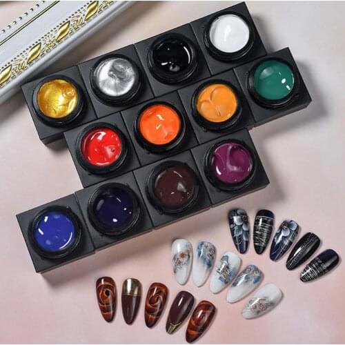 5ml Nail Color Gel Quick Dry Japanese Style 12 Colors Manicure Shiny Painting Glue for Female Nail Accessories