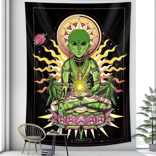 Abstract character psychedelic scene home art decorative tapestry witchcraft tapestry Hippie Bohemian decorative Datura sheet