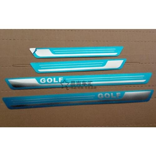 Free shipping 4pcs/lot ultra-thin Stainless Steel Door Sill pedal Scuff Plate for Volkswagen Golf 6 Golf 7 Car-styling