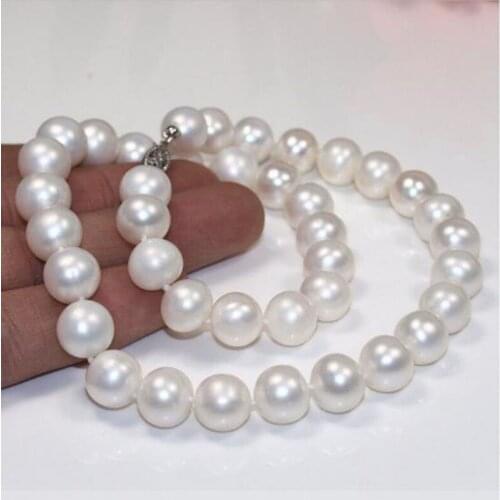 Free shipping HUGE AAA 18" 11-12MM SOUTH SEA GENUINE WHITE PEARL NECKLACE
